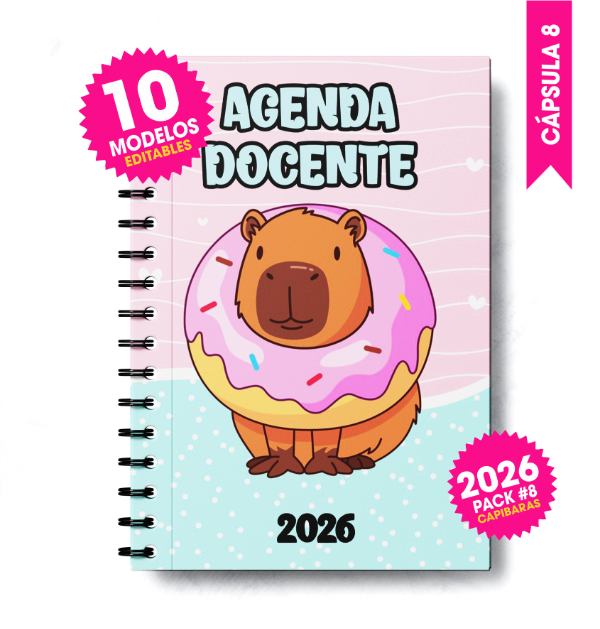 Producto - Agendas Docentes 2026 Capibara Imprimir Dia Del Maestro #8 Editables Imprimibles