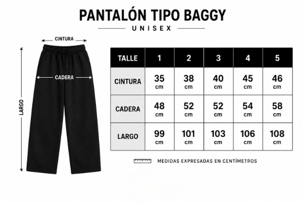Producto - Pantalón Recto tipo Baggy Unisex Negro Pipa - 2