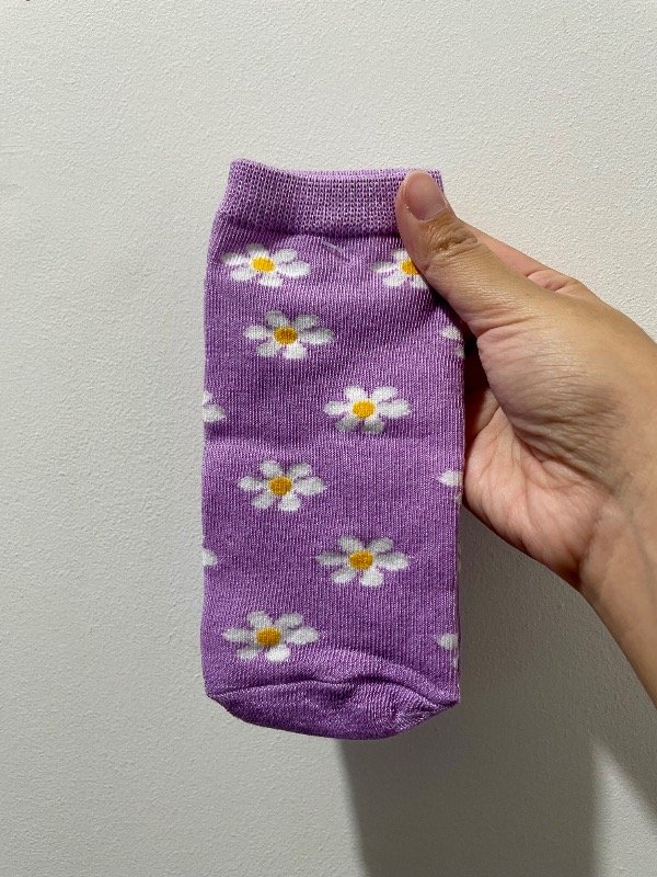 Producto - Soquete adulto florcitas lila