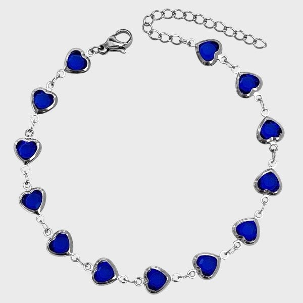 Producto - Pulsera de acero quirúrgico - Corazones azules