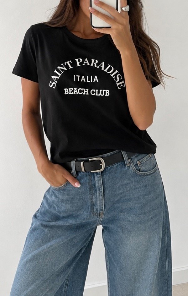 Remera de algodón paradise negra
