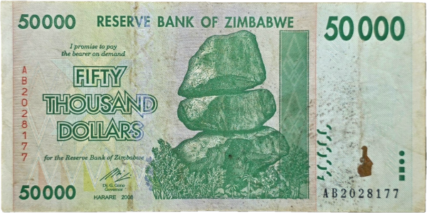 Producto - Zimbabwe 50.000 Dollars (2008) Mineria Pick.74 VF - 0