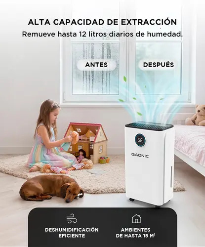 Producto - Deshumidificador Portatil -12L/dia -210W -tanque 2.5L -bajo ruido 46dB - - 2