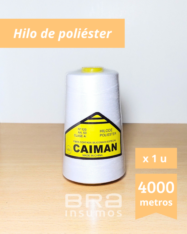 Producto - Hilo de Poliéster Caimán - Blanco (x 1 Cono de 4000 Metros)