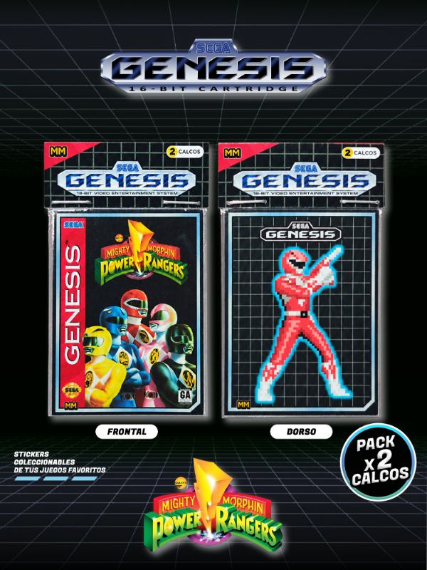 Producto - Stickers / Mighty Morphin Power Rangers / Sega Genesis Pack x2 / 5 cm
