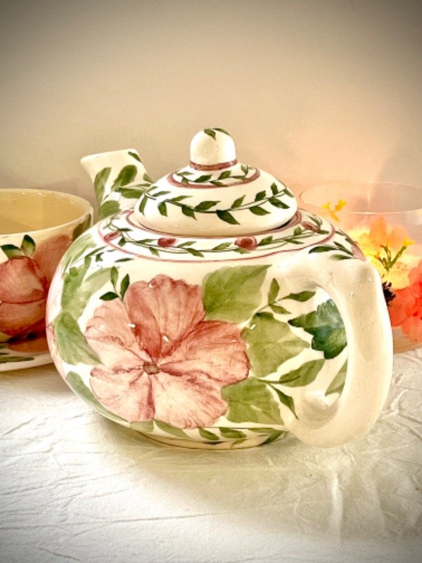 Producto - Tetera con flores Rosa/Verde