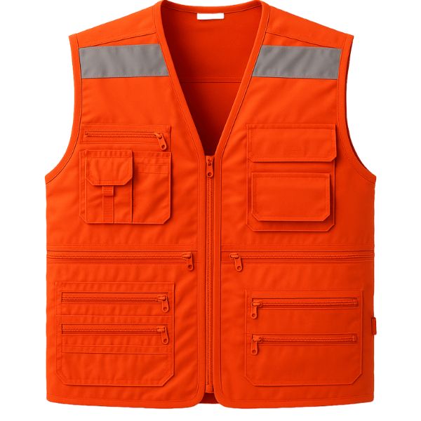 Producto - Chaleco Geólogo color naranja, con reflectivos WS