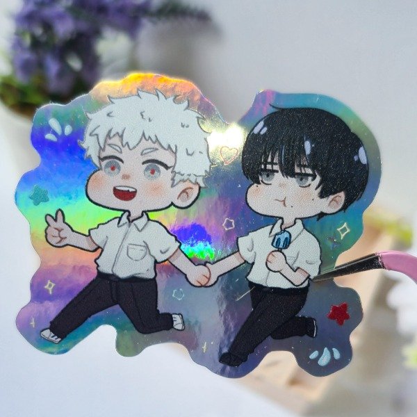 Producto - Sticker Vinilo Holografico - Hikaru y Yoshiki