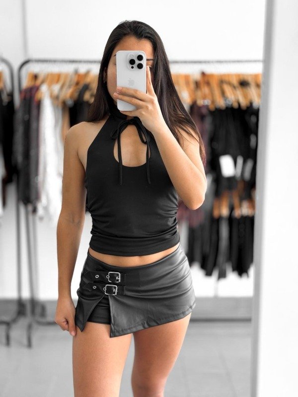 Producto - Short Nina tiro bajo engomado negro - 2