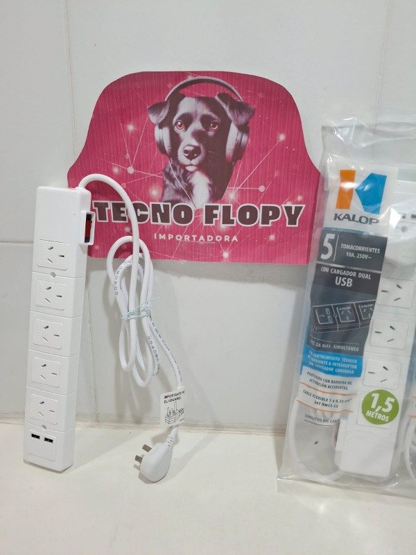 Producto - Alargador prolongador Kalop 5 enchufe 2 USB con tecla cortocircuito