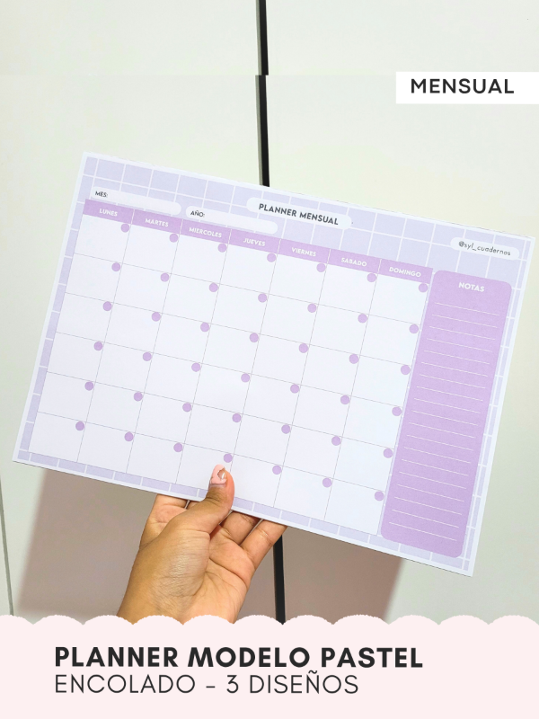 Producto - PLANNER MENSUAL MODELO PASTEL - encolado