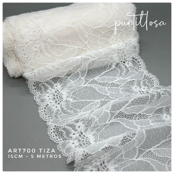 Producto - 700- Puntilla Elastizada Tiza 15cm - 5 metros