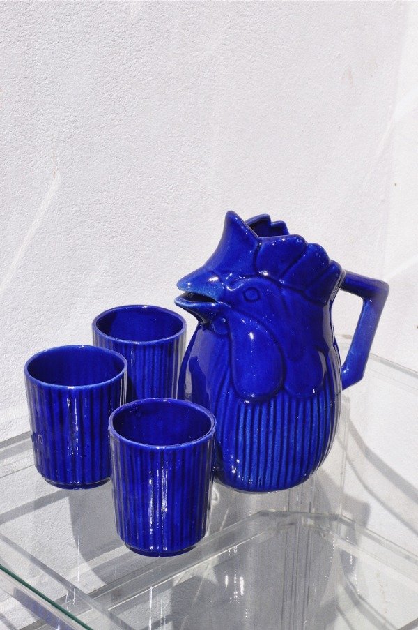 Producto - Jarra de cerámica gallo con 6 vasos.