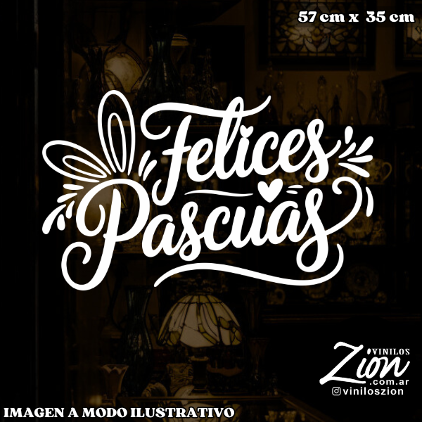 Producto - Vinilo decorativo para vidriera de Felices Pascuas Orejas 4