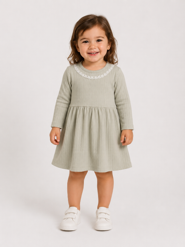 Producto - VESTIDOS ALGODÓN BEBA CON PUNTILLA - 1