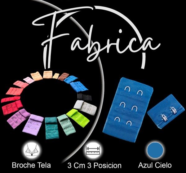 Producto - Gancho de tela azul cielo 3cm x 3 posiciones (por unidad)