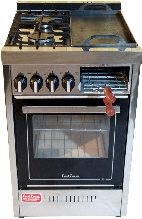 Producto - Cocina Latina semi industrial  2 hornallas + plancha + Carlitera