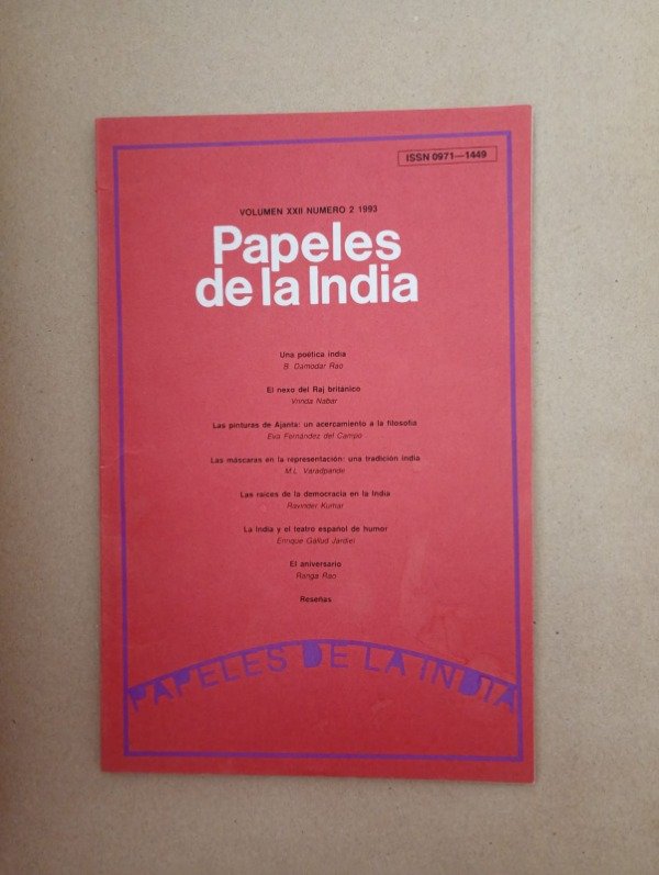 Producto - Papeles de la India Vol XXII #2 - Rao Varadpande Kumar - 1993