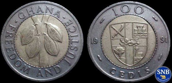 Producto - Ghana - 100 Cedis (1991) KM #32 [VF] - Cuarta República