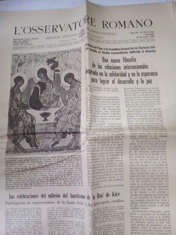 Producto - L Osservatore romano Edición española #1016 - Junio 1988