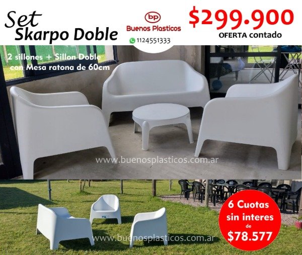 Producto - Set 2 skarpos blancos + doble + mesa Mascardi