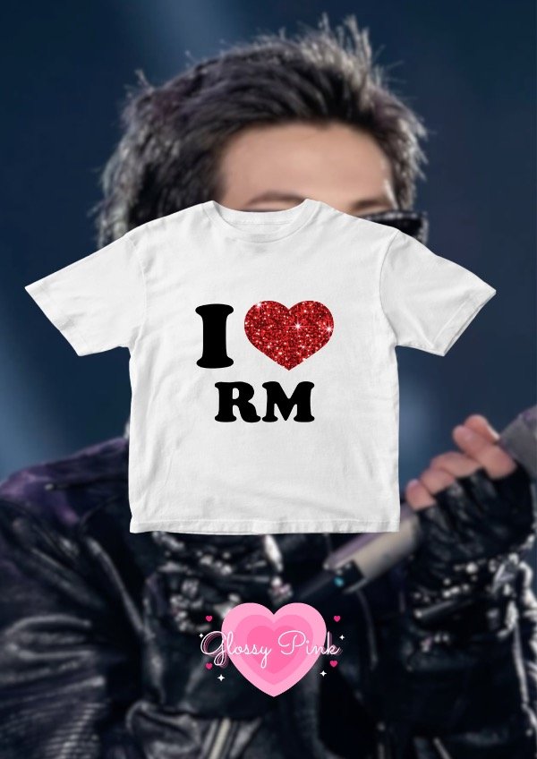Producto - Baby Tee I Love RM - VINILO TEXTIL GLITTER