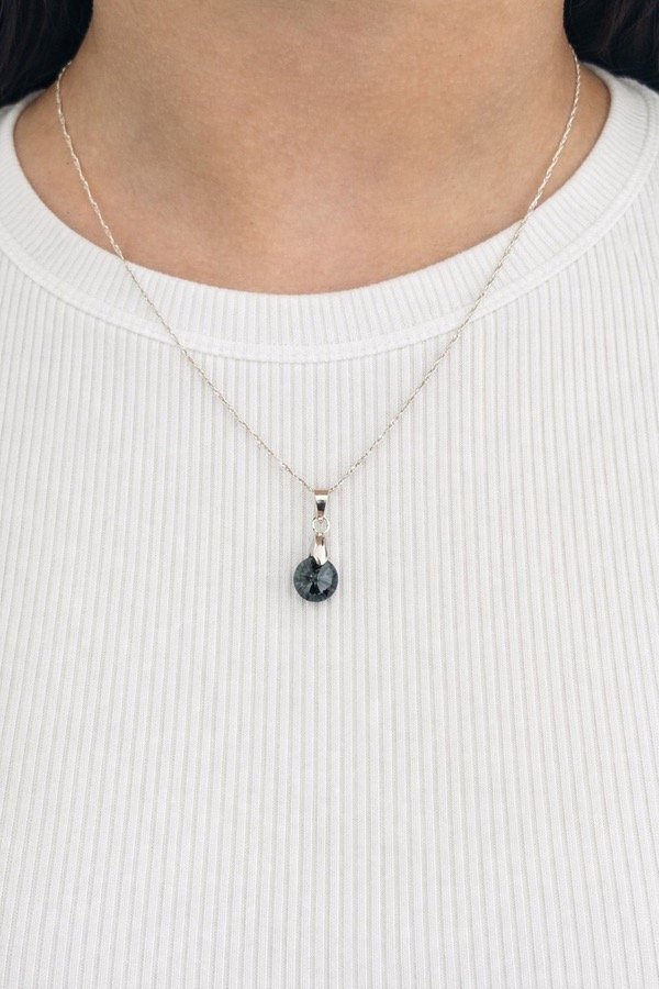 Producto - Conjunto con dije estilo swarosky negro plata 925