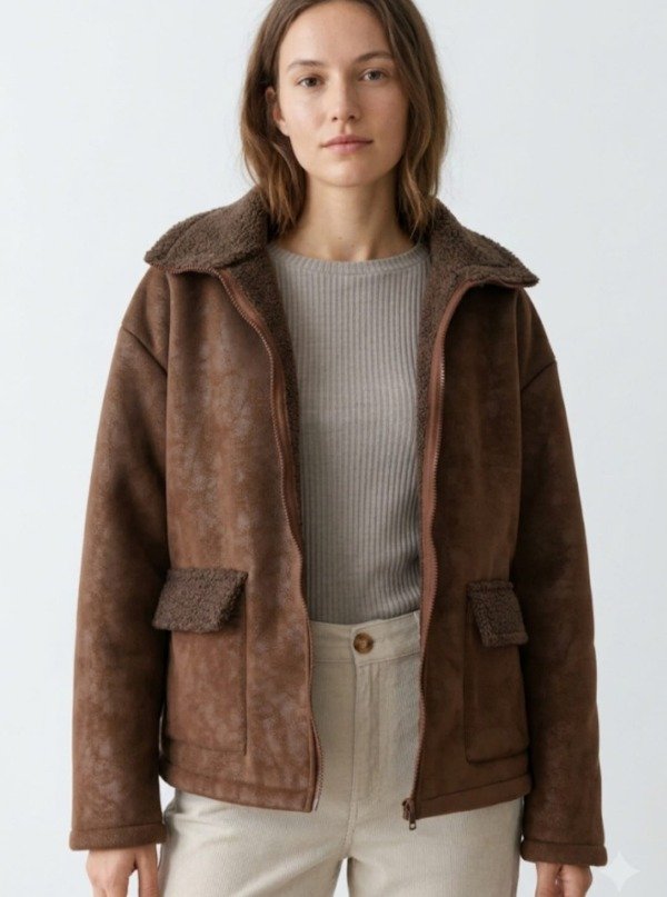 Producto - Campera Con Cuello Y Bolsillo Cuadrado Cuero "Beret" (Art. 6105) - 0
