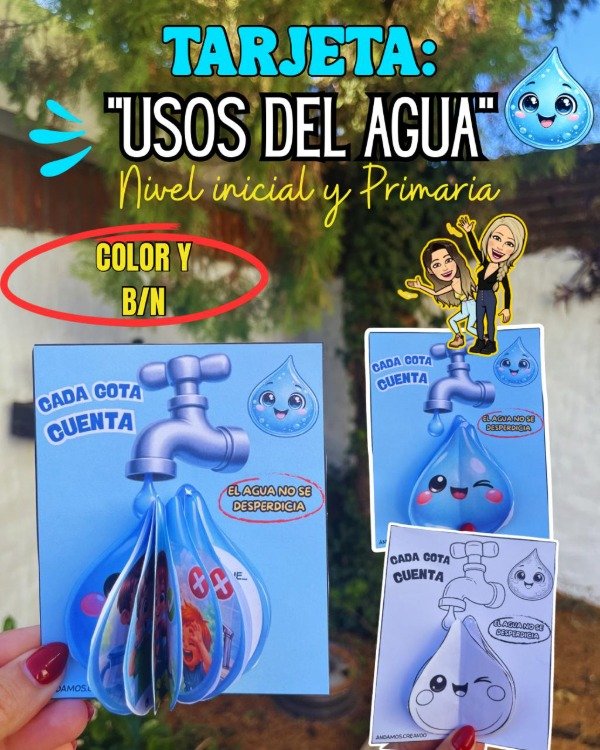 Producto - TARJETA. USOS DEL AGUA. NIVEL INICIAL Y PRIMARIA