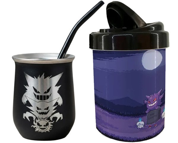 Producto - Mate De Acero Pack Gengar Pokemon Grabado Y Bombilla + Yerbero