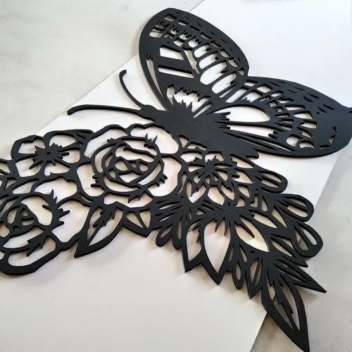 Producto - Cuadro Mariposa Pared Con Luz Led Madera Fibrofacil - 1