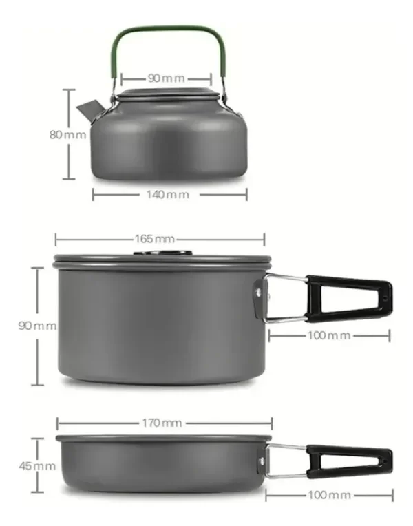 Producto - Juego De Ollas Para Camping Marmita 3 En 1 Con Tetera - 1