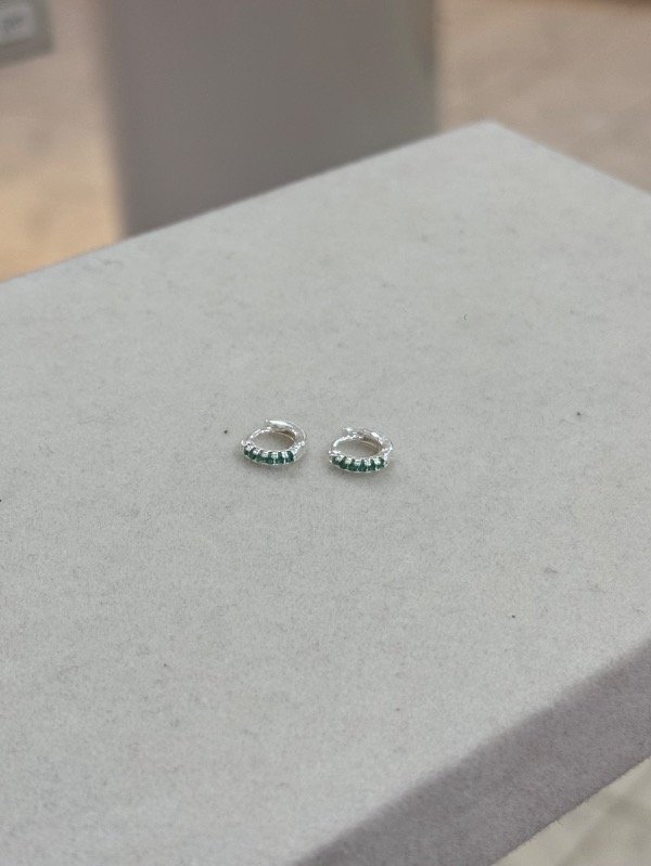 Producto - Aros Cubano Italiano Con Micropave Verde - 0
