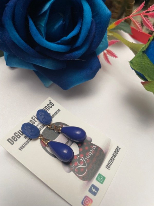 Producto - Aros camafeo azul mini español