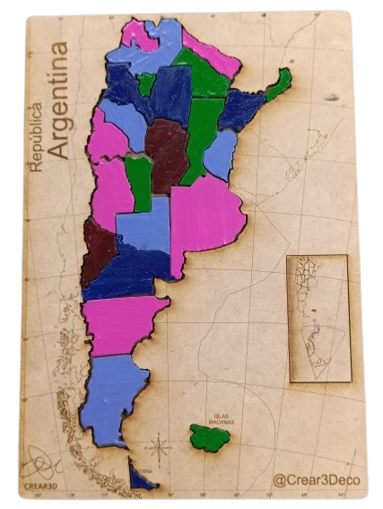 Producto - ROMPECABEZAS DE ARGENTINA EN MDF-PINTADO - 1