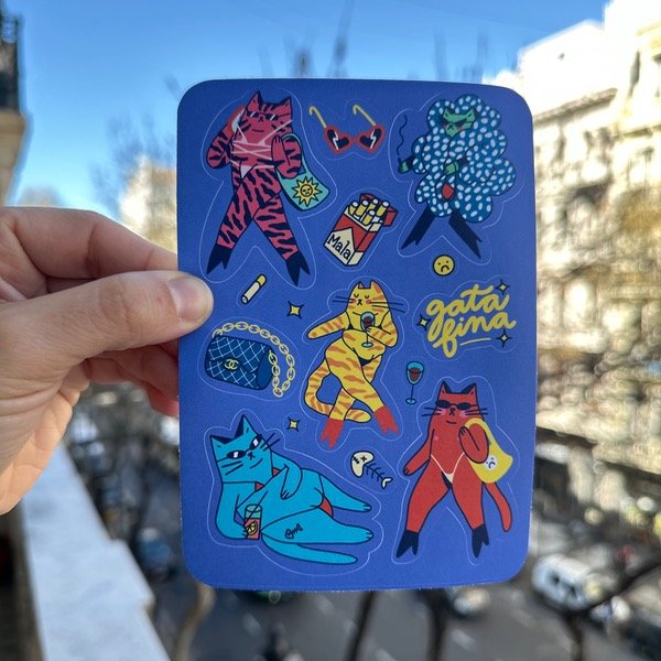 Producto - GATA FINA (plancha de stickers)
