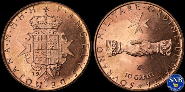 Producto - Soberana Orden de Malta - 10 Grani (1971) - Manos entrelazadas