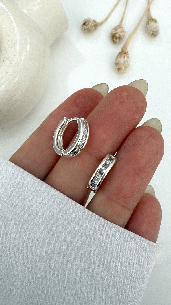 Producto - Argollas cubic bordes 1,5cm ACERO BLANCO