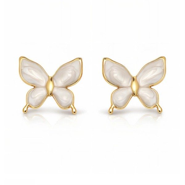 Producto - Aros mariposa marmolada dorada - Acero