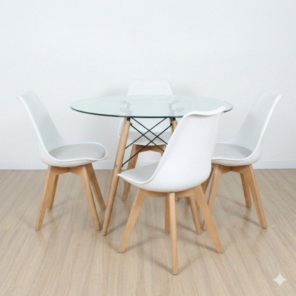 Producto - Mesa eames 1mt vidrio + 4 sillas Tulip - 1