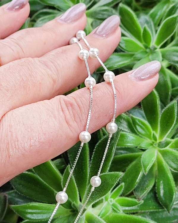 Producto - Collar de Plata 925 - Cadena Veneciana con Perlas de río intercaladas - CO 732 - 2