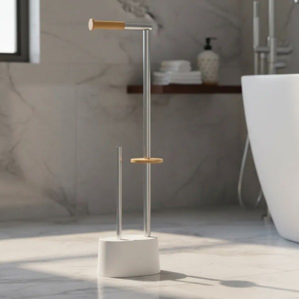 Producto - Porta Papel Higiénico de Metal y Bambú