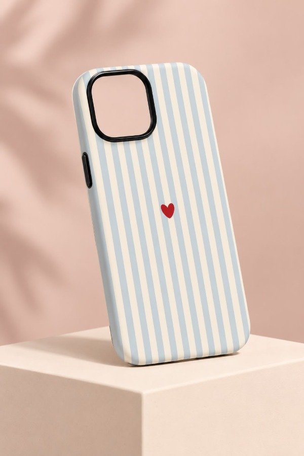 Producto - Case super reforzada rayas corazon