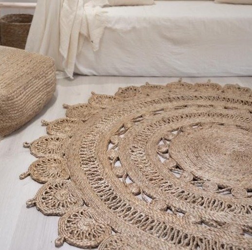 Producto - ALFOMBRA REDONDA YUTE SITAPUR 90cm