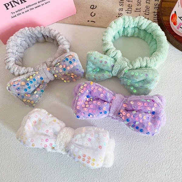 Producto - VINCHA DE MAQUILLA CON MOÑO Y LENTEJUELAS