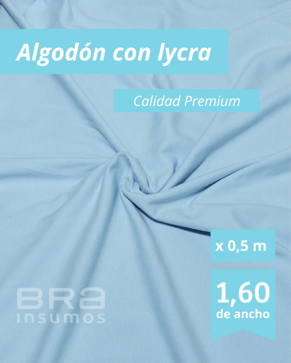 Producto - Algodón con Lycra Premium 1,6 m de Ancho - Celeste (x 1/2 Metro) - 2