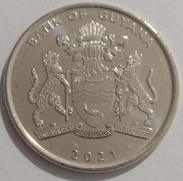 Producto - Guyana 100 Dolares 2021. 55 Años de la Independencia. Cuproniquel esmaltada 28mm - 1