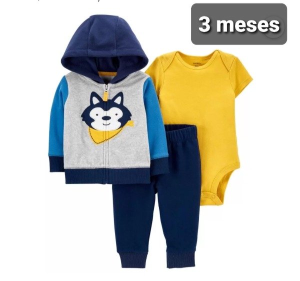 Trio carters campera micropolar talle 3 meses perro