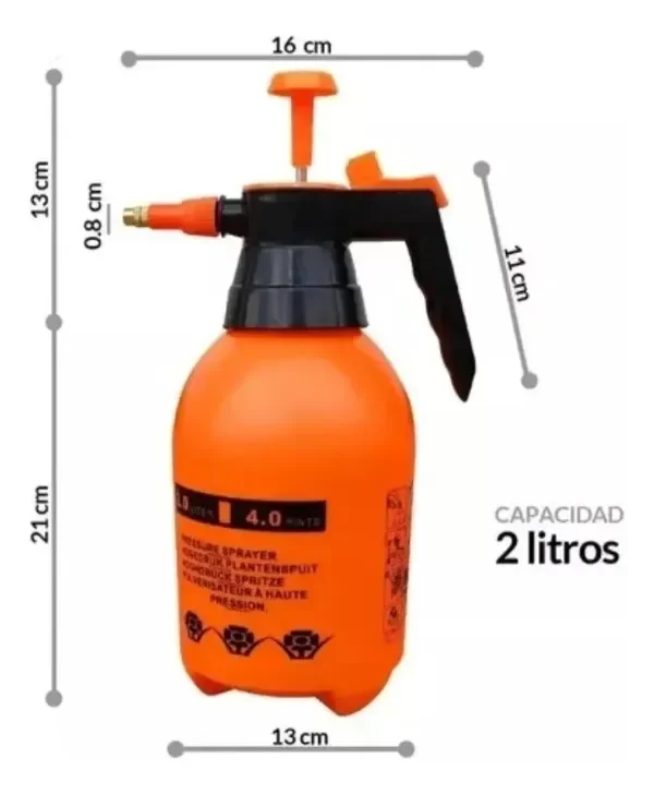 Producto - Pulverizador Rociador Fumigador Manual 2 Litros Naranja  Jardín y Plantas