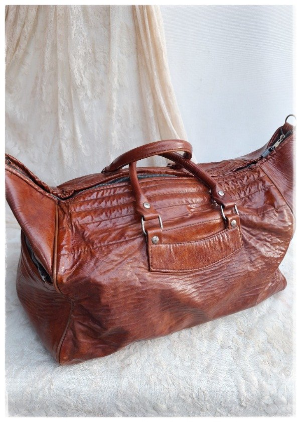 Producto - Bolso de Viaje Cuerina Marrón Años 70'